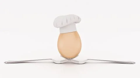 Chef egg. concept cook. 3d rendering Stock Illustration