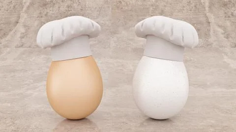 Chef egg. concept cook. 3d rendering Stock Illustration