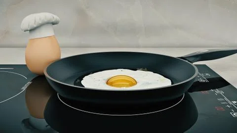 Chef egg. concept cook. 3d rendering Stock Illustration
