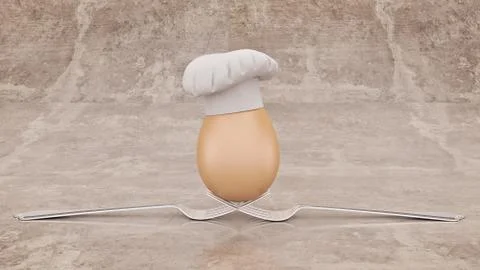 Chef egg. concept cook. 3d rendering Stock Illustration