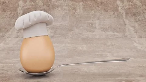 Chef egg. concept cook. 3d rendering Stock Illustration