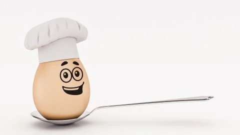 Chef egg. concept cook. 3d rendering Stock Illustration