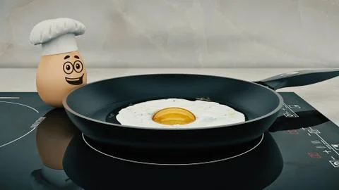 Chef egg. concept cook. 3d rendering Stock Illustration