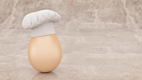 Chef egg. concept cook. 3d rendering Stock Illustration