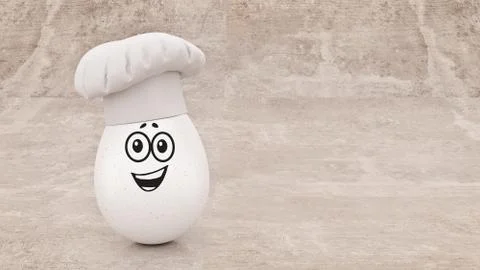 Chef egg. concept cook. 3d rendering Stock Illustration