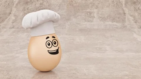 Chef egg. concept cook. 3d rendering Stock Illustration