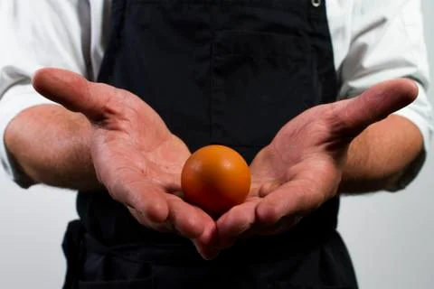 Chef with egg Stock-Fotos