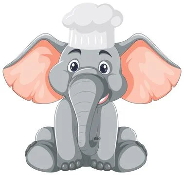 Chef Elephant in Cartoon Style Illustrazione stock