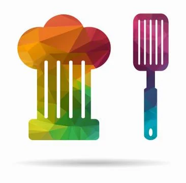 Chef equipment poly icon Stock Illustration