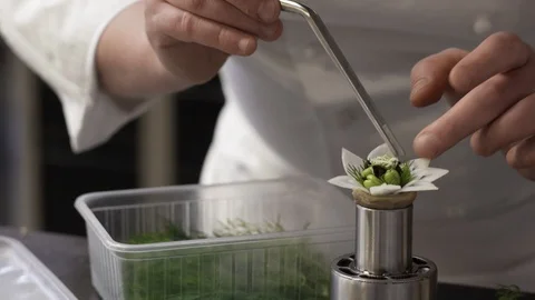 Chef finishing garnish Stock Footage 92071177