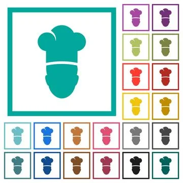 Chef flat color icons with quadrant frames Stock Illustration