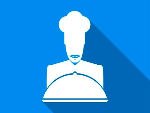 Chef flat icon with long shadow. Vector illustration Stock Illustration