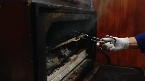 The chef fries two delicious steaks. Stock Footage 145855607