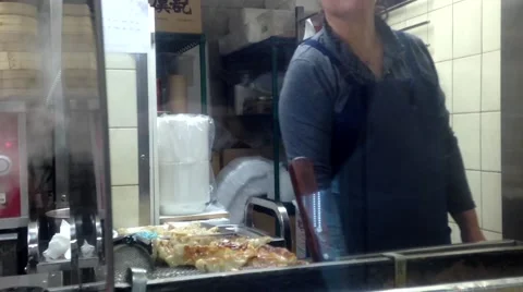 Chef fring dumpling inside Chinese restaurant Stock Footage 55450372