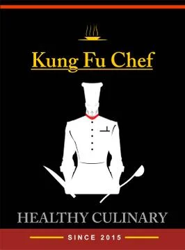 Chef. Front view Chef holding a ladle and a knife Stock Illustration