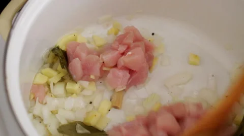 Chef frying chicken breasts, closeup Stock Footage 56343832