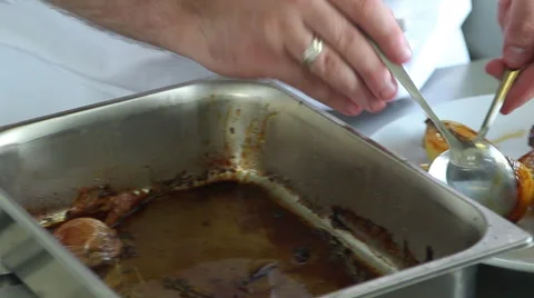 Chef Frying onions vegetables Stock Footage 48472145