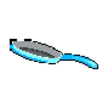Chef frying pan pixel art vector illustration Stock Illustration