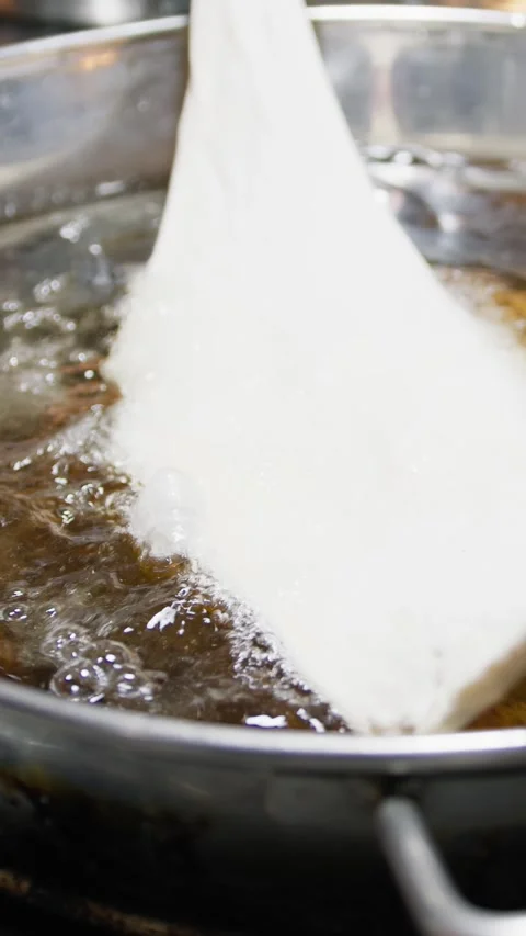 Chef Frying Pizza Dough In The Kitchen Stock Footage 288570657