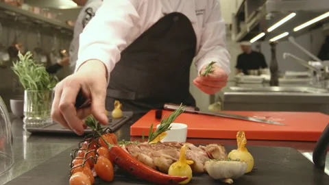 Chef Garnishing Dish Stock Footage 318345355