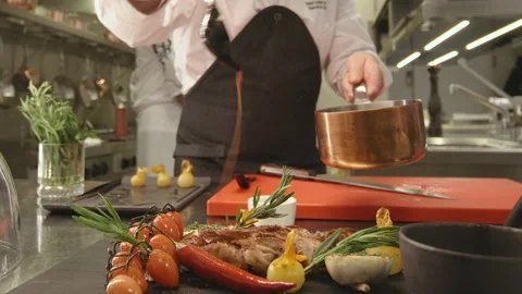 Chef Garnishing Dish Stock Footage 318345724
