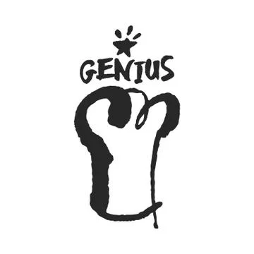 Chef Genius Calligraphy Sign Stock Illustration