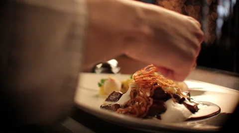 Chef Getting a Meat Dish Ready Stock Footage 50362960