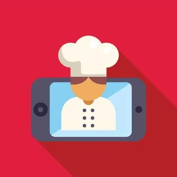 Chef giving online cooking class with smartphone app Stock Illustration