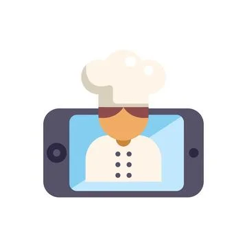 Chef giving online cooking class using smartphone app Stock Illustration