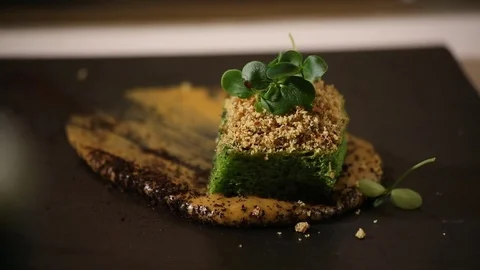 Chef gourmet bread plating Stock Footage 77588795