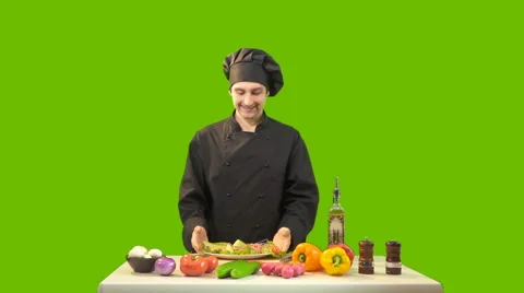 Chef On Green Background Stock Footage 61785771