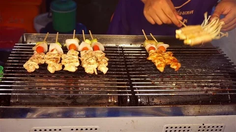 Chef grilling BBQ Stock Footage 76272641