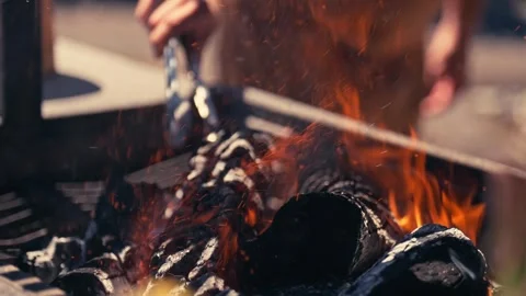 Chef Grilling Meat Seafood Vegetables Outdoor Mountains River Scenic Cinematic 库存影片 280701695