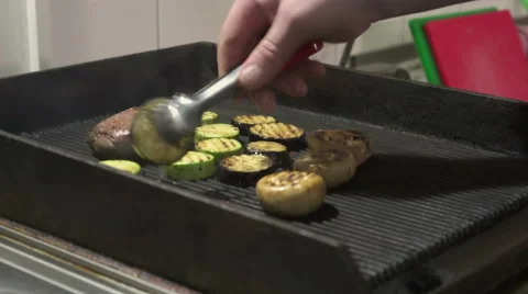 Chef is grilling a steak on the grill Stock Footage 66039217