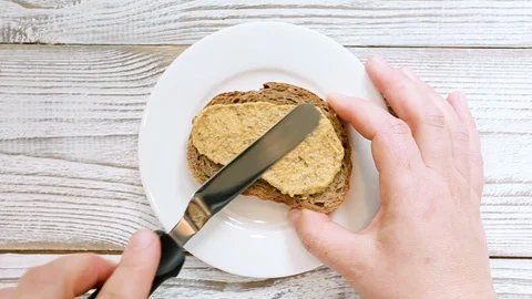 Chef hand making sandwich Stock Footage 113073374