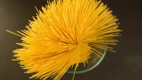 Chef hand put Spaghetti Top view Slow motion Advertising shot Stock Footage 104109734