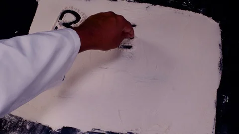 Chef Hand Writes Bread Recipe Stock-Footage 128838697