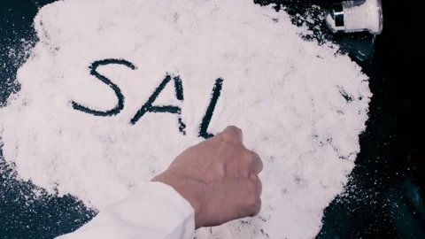 Chef Hand writes on SALT Video stock 131564299