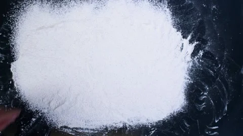 Chef Hand Writing on Flour Lets Bake Video stock 134657639