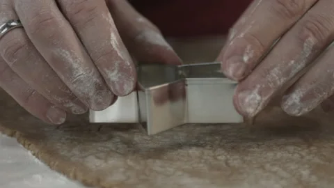 Chef Hands Cutting Biscuit with Cookie Cutter Stock Footage 160977495