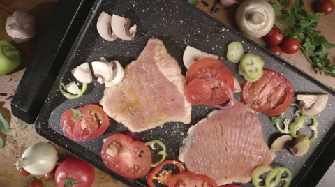 Chef hands preparing meat pov timelaps Stock-Footage 67764967
