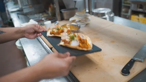 Chef Hands Serving Tacos Restaurant Stock Footage 122099991
