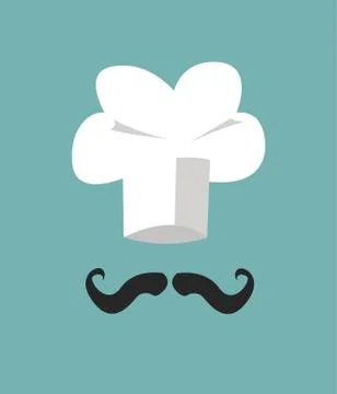Chef hat and big mustache Stock Illustration