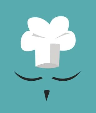 Chef hat and big mustache. Menu card. Flat design style Stock Illustration