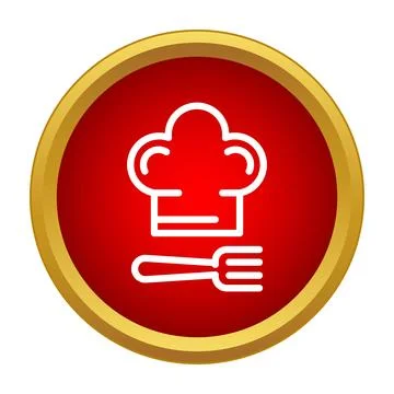 Chef hat and fork food cooking restaurant icon Stock Illustration