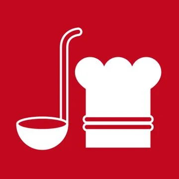 Chef hat and ladle. Vector kitchen symbols Stock Illustration