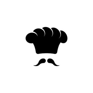 Chef Hat and Moustache Flat Vector Icon Stock Illustration