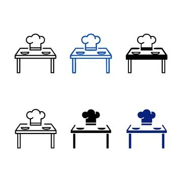 Chef Hat and Table Icons Representing Professional Culinary Service Design Stock Illustration