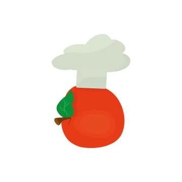 Chef hat with apple concept on white background. Stock Illustration