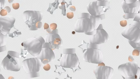 Chef Hat bakery loop tile swirl with alpha channel. This is a kitchen themed Video stock 304114526